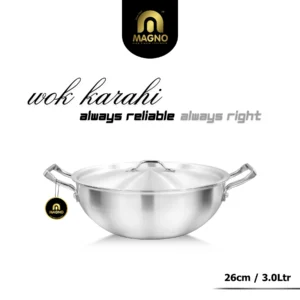 Wok/Karahi 26cm Metal Finish - Magno Cookware